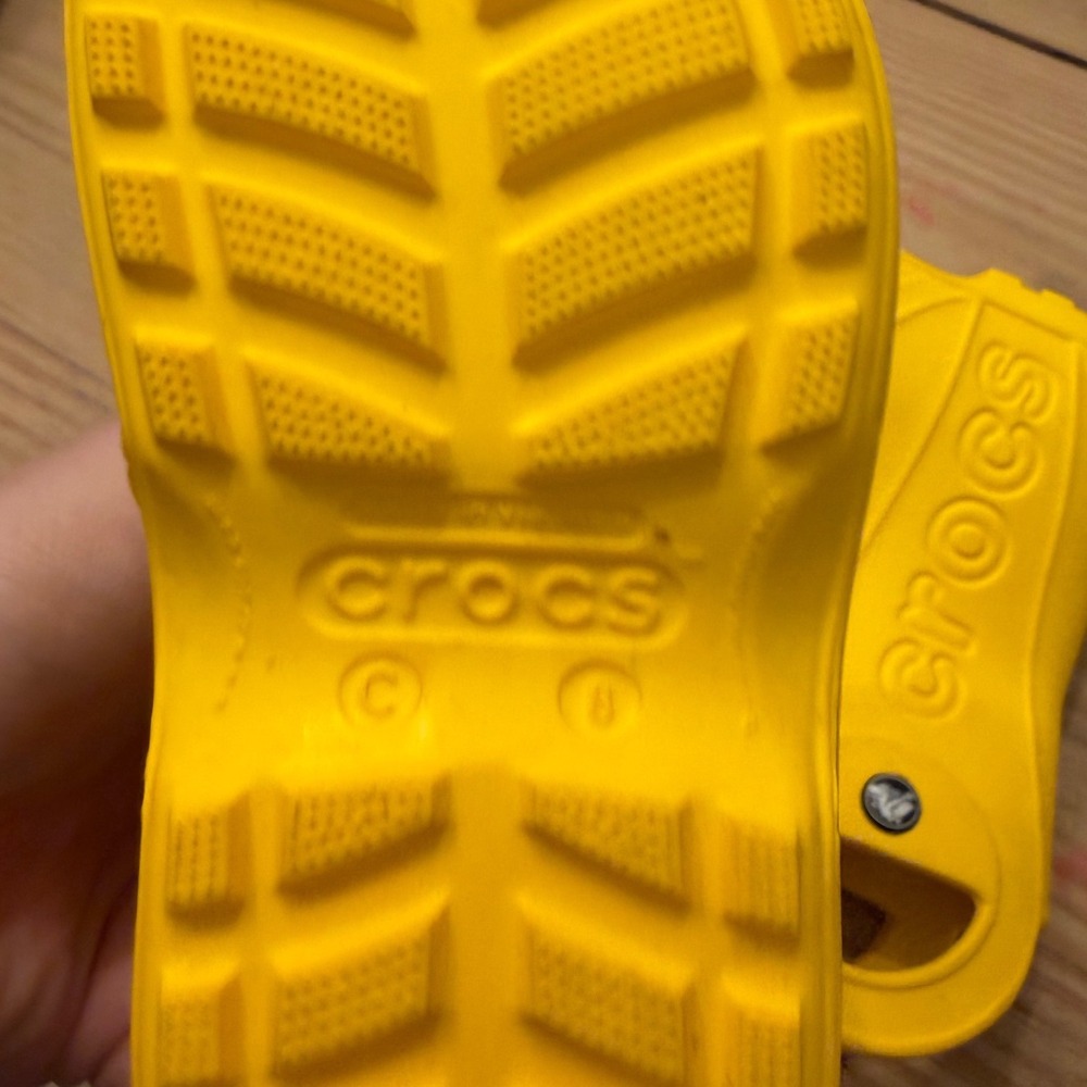 Crocs Kids Handle It Rain Boots Yellow Waterproof Pull On Size C8 - Picture 3 of 5